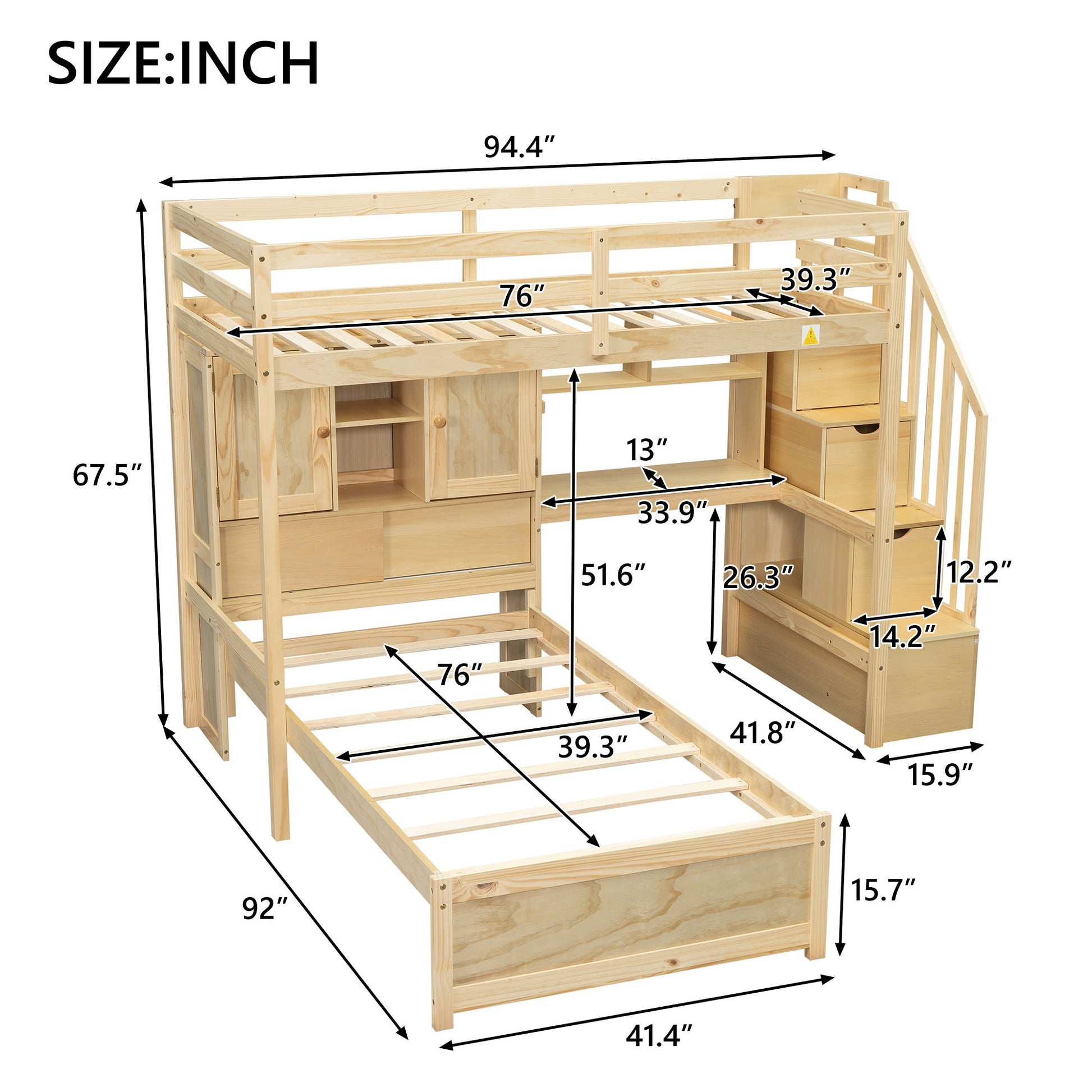 Loft Bed With Built In Desk And Staircase - The Sleep Loft - Online Mattress Showroom NYC