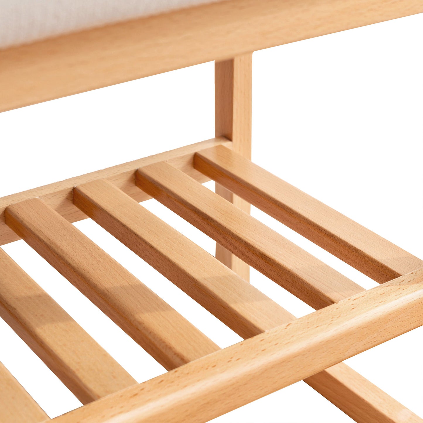 Shoe Bench, Beech Wood Storage Rack Organizer With High Rebound Sponge Cushion - Natural - The Sleep Loft - Online Mattress Showroom NYC