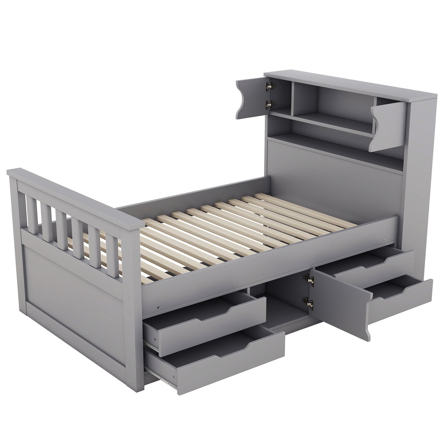 Captain Platform Bed Frame With Storage Bookcases, Shelves, And 4 Drawers - The Sleep Loft - Online Mattress Showroom NYC