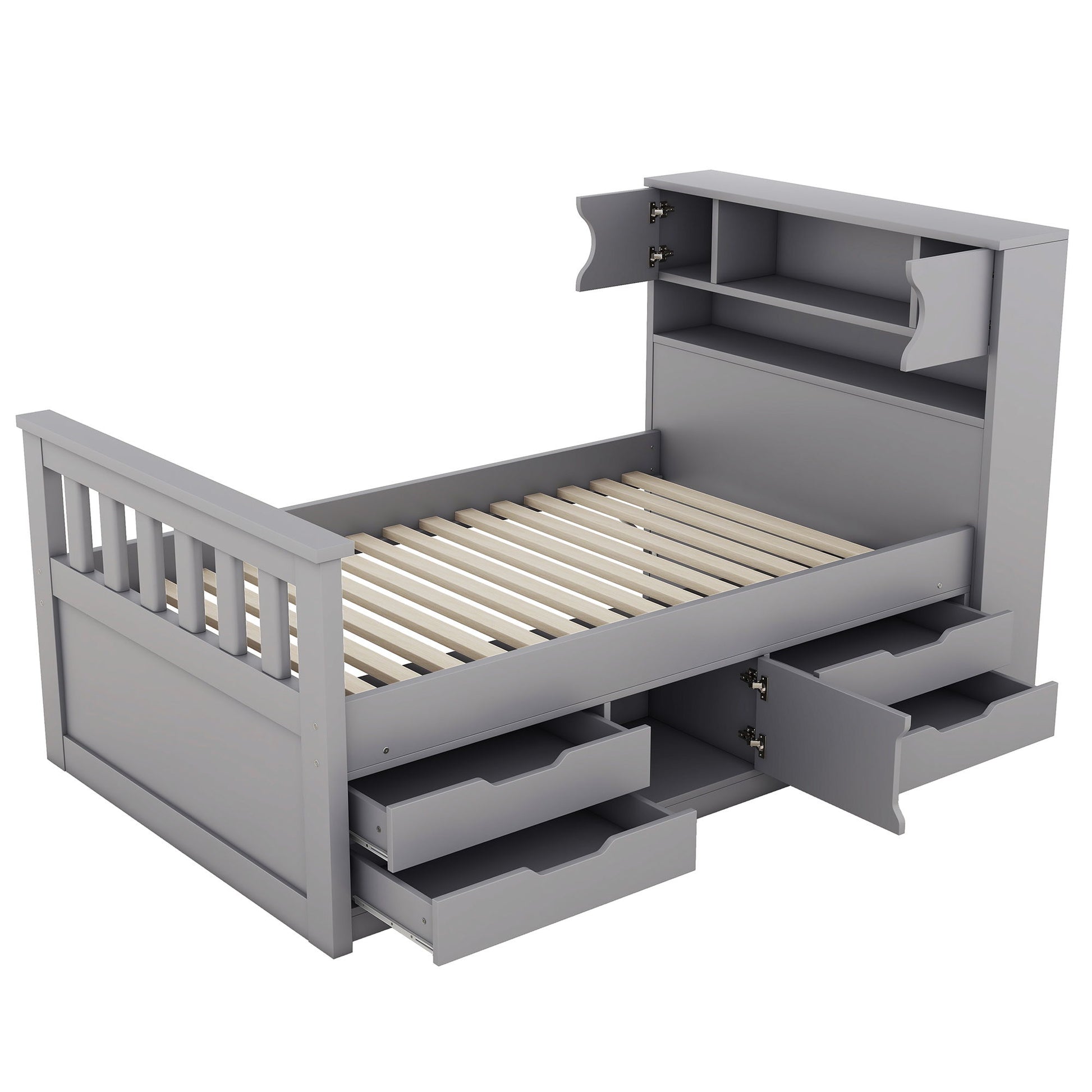 Captain Platform Bed Frame With Storage Bookcases, Shelves, And 4 Drawers - The Sleep Loft - Online Mattress Showroom NYC