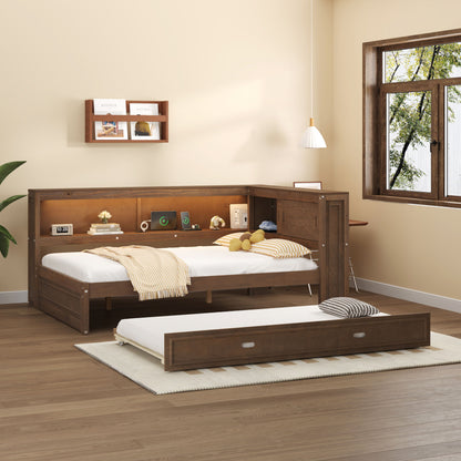 Daybed With Storage Shelves, LED, USB, And Trundle - The Sleep Loft - Online Mattress Showroom NYC
