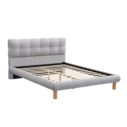 Upholstered Platform Bed Frame With Cookie Shaped Headboard - The Sleep Loft - Online Mattress Showroom NYC