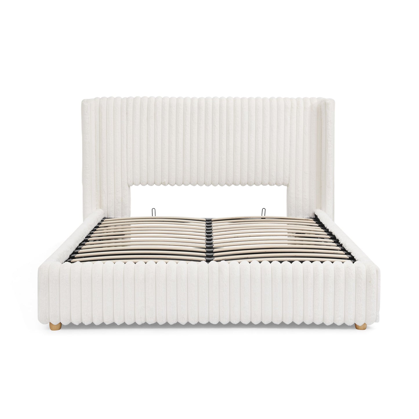 Functional Vertical Striped Bed With Gas Lift Storage - The Sleep Loft - Online Mattress Showroom NYC