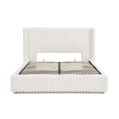 Functional Vertical Striped Bed With Gas Lift Storage - The Sleep Loft - Online Mattress Showroom NYC