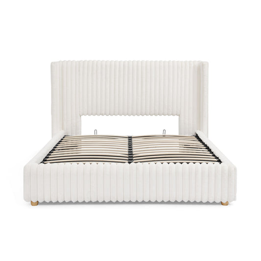 Functional Vertical Striped Bed With Gas Lift Storage - The Sleep Loft - Online Mattress Showroom NYC