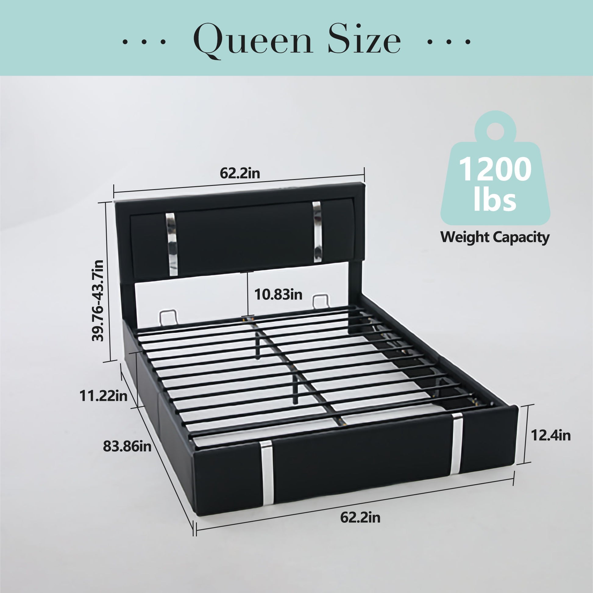 Upholstered Platform Bed Frame With Adjustable LED Headboard, USB C-Charging, Hydraulic Lift - The Sleep Loft - Online Mattress Showroom NYC