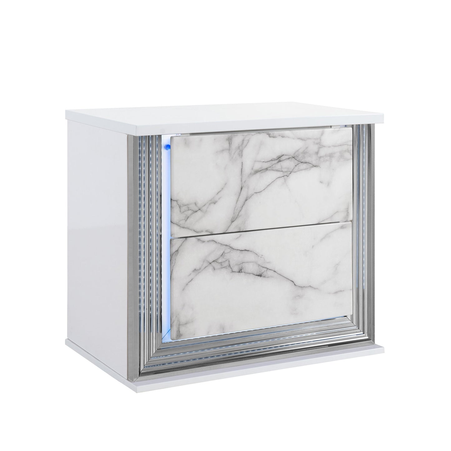 Moon - Marble Nightstand With LED - White - The Sleep Loft - Online Mattress Showroom NYC