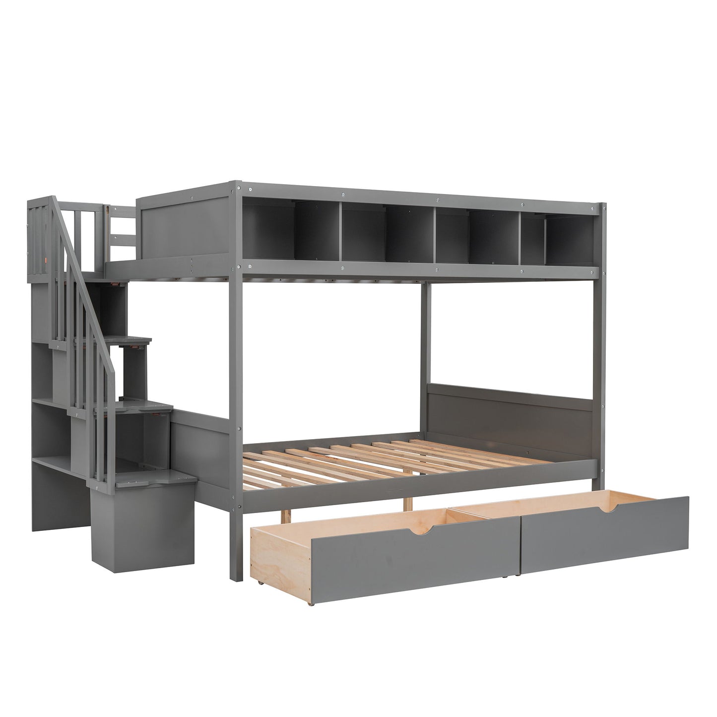 Bunk Bed With Shelfs, Storage Staircase And 2 Drawers - The Sleep Loft - Online Mattress Showroom NYC