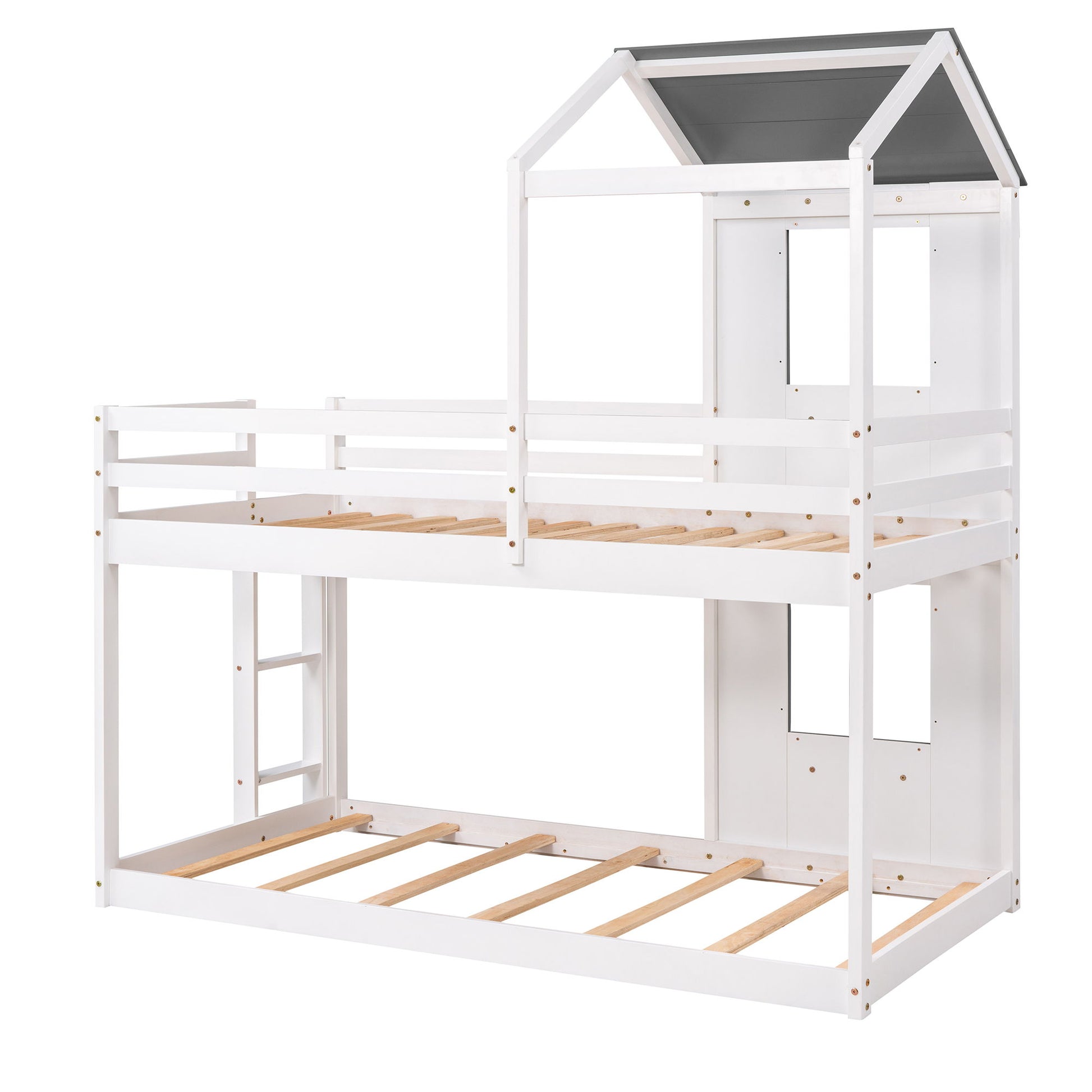 Bunk Bed Wood Bed & Roof, Window, Guardrail, Ladder - The Sleep Loft - Online Mattress Showroom NYC