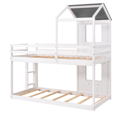 Bunk Bed Wood Bed & Roof, Window, Guardrail, Ladder - The Sleep Loft - Online Mattress Showroom NYC