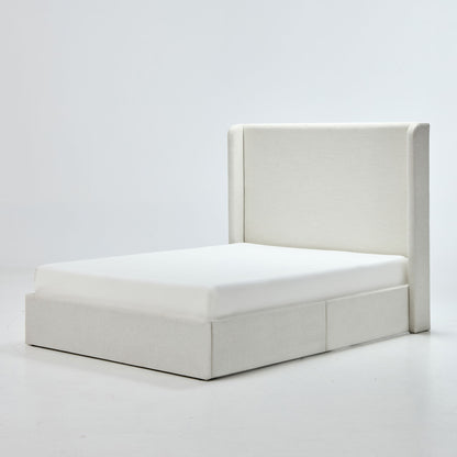 Carmen - Minimalist Upholstered Wingback Bed Frame With High Headboard - The Sleep Loft - Online Mattress Showroom NYC