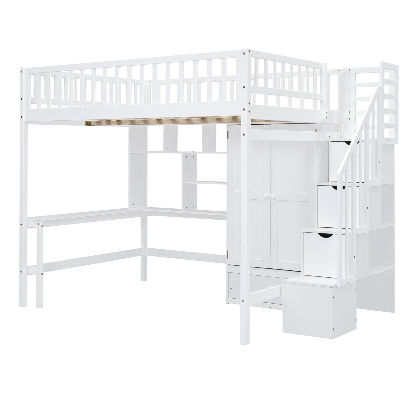 Loft Bed With Bookshelf, Drawers, Desk, And Wardrobe - The Sleep Loft - Online Mattress Showroom NYC