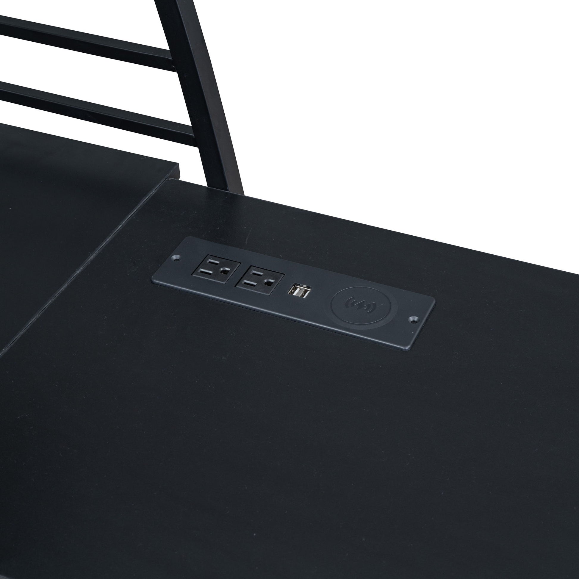 Loft Bed With 4 Layers Of Shelves And L-Shaped Desk, Stylish Metal Frame Bed With A Set Of Sockets, USB Ports And And Wireless Charging - The Sleep Loft - Online Mattress Showroom NYC