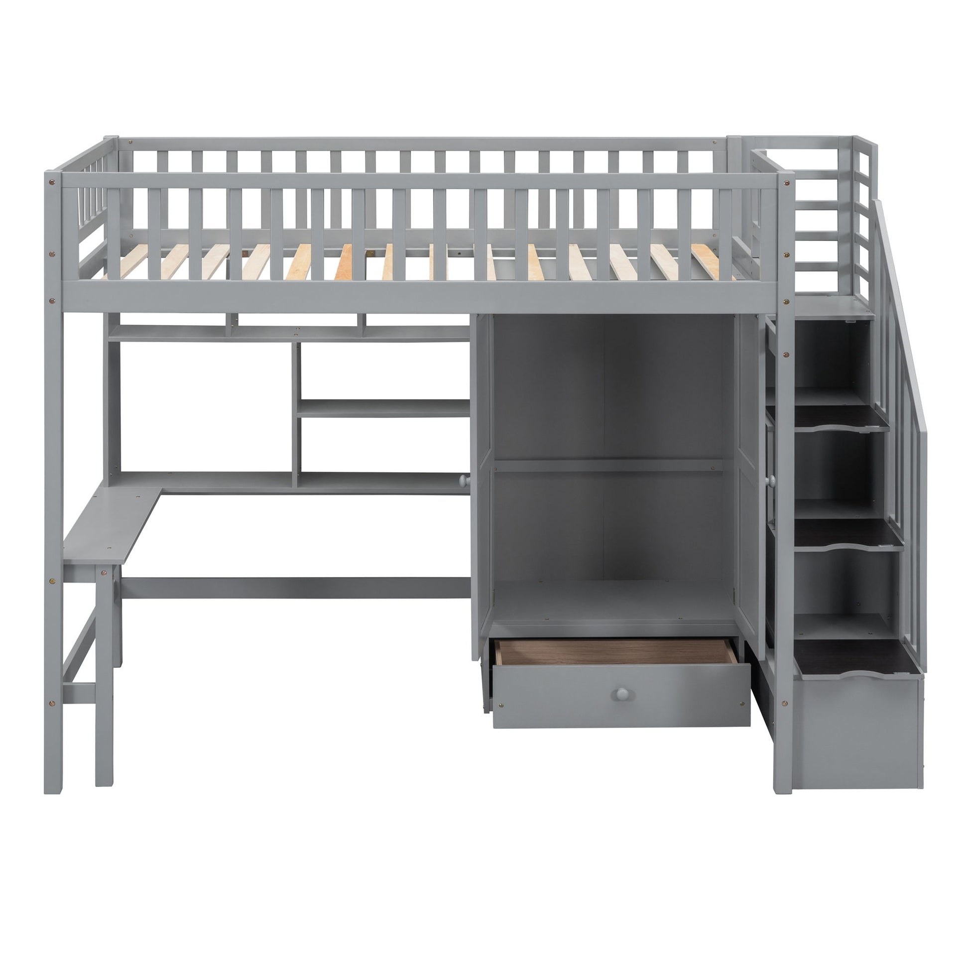Loft Bed With Bookshelf, Drawers, Desk, And Wardrobe - The Sleep Loft - Online Mattress Showroom NYC