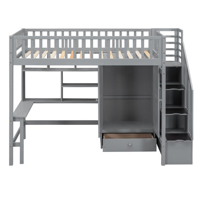 Loft Bed With Bookshelf, Drawers, Desk, And Wardrobe - The Sleep Loft - Online Mattress Showroom NYC