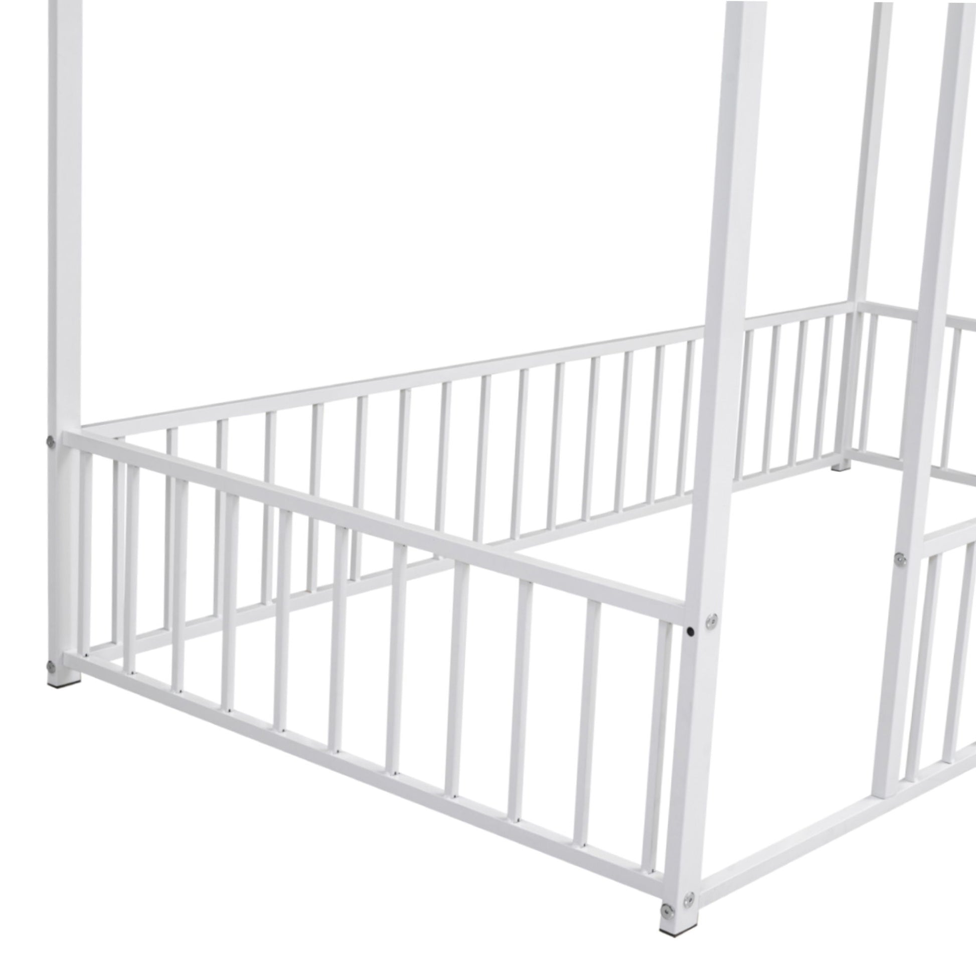 Metal Bed House Bed Frame With Fence - The Sleep Loft - Online Mattress Showroom NYC