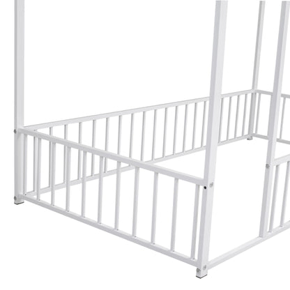 Metal Bed House Bed Frame With Fence - The Sleep Loft - Online Mattress Showroom NYC