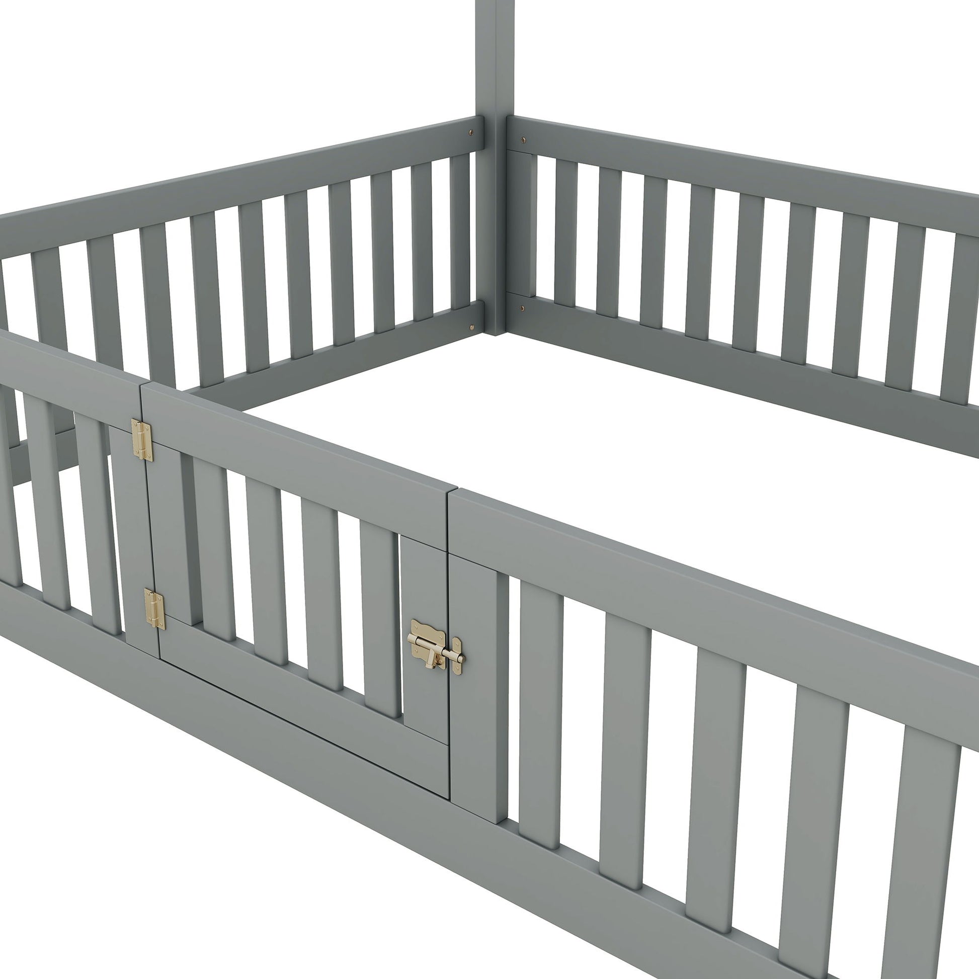 Wood House Bed With Fence And Door - The Sleep Loft - Online Mattress Showroom NYC