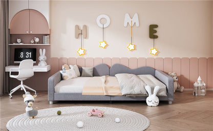 Upholstered Daybed, Sherpa Fabric Sofabed With Cloud-Shaped Backrest - The Sleep Loft - Online Mattress Showroom NYC