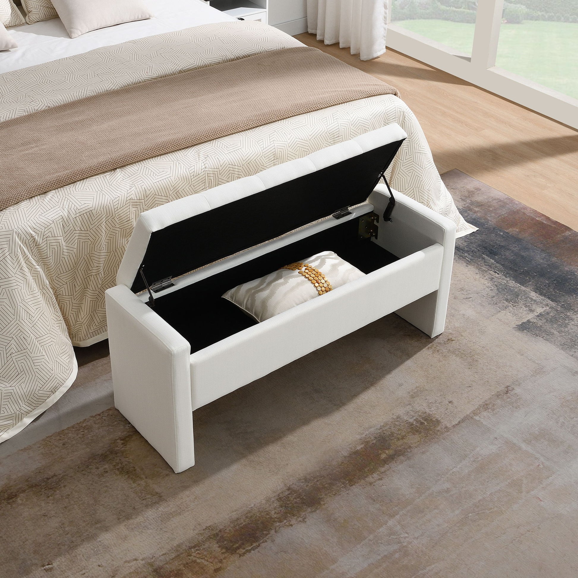 Modern Upholstered Large Bed End Bench With Storage - The Sleep Loft - Online Mattress Showroom NYC