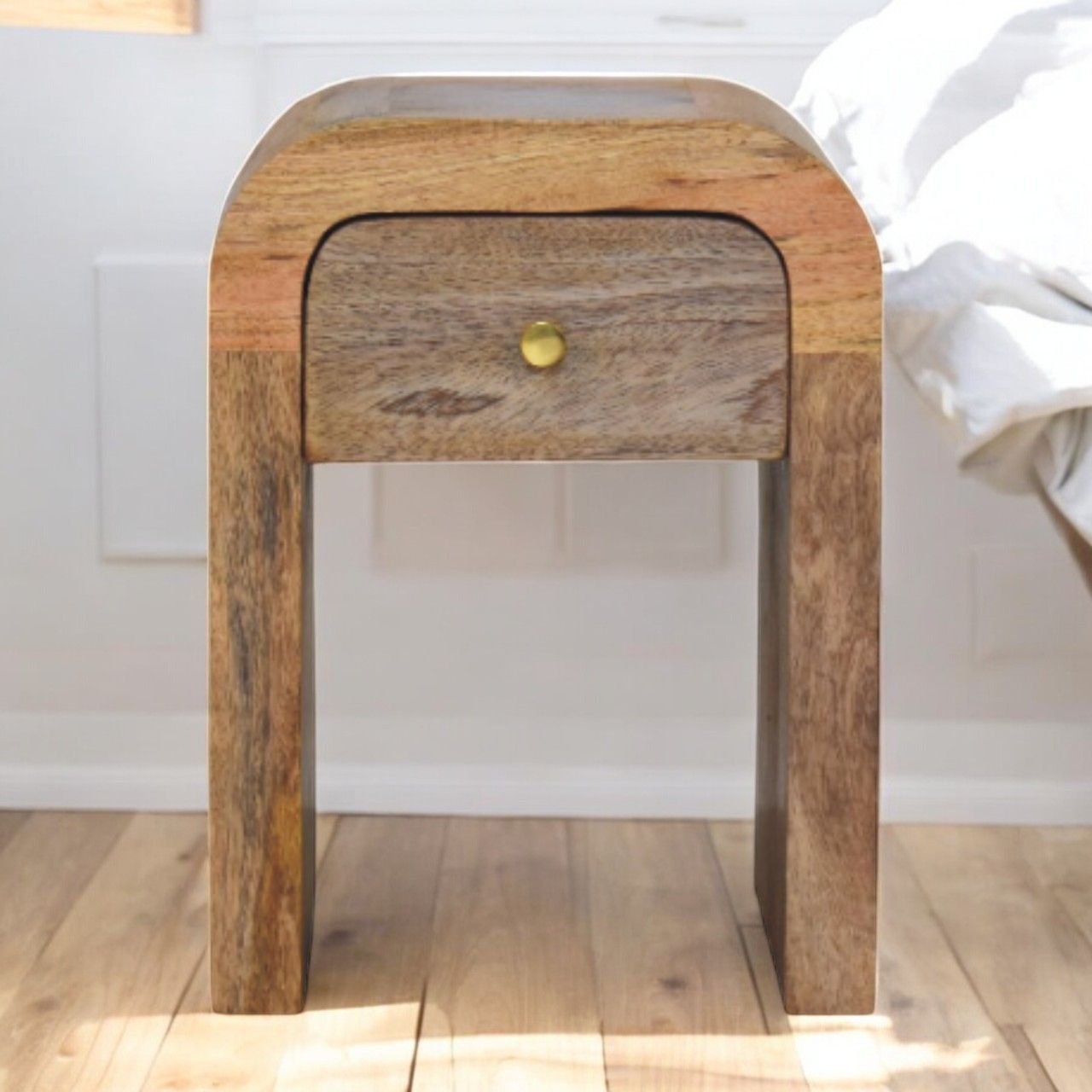 Mini Darcy - Nightstand With Curved Edges - The Sleep Loft - Online Mattress Showroom NYC