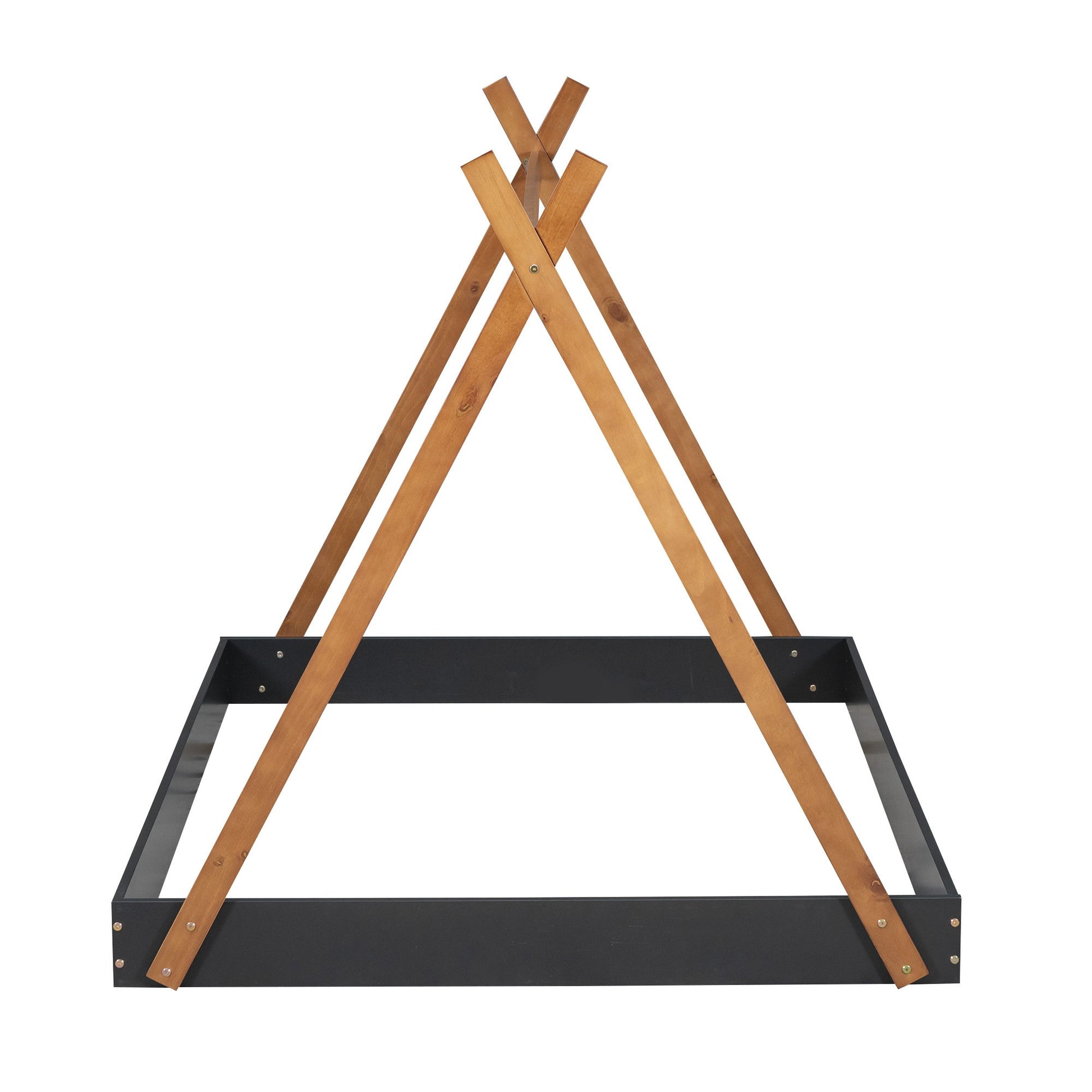Full Size Tent Floor Bed With Triangle Structure, Low Profile Design - Black / Brown - The Sleep Loft - Online Mattress Showroom NYC