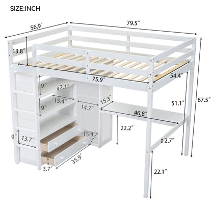 Loft Bed With Built In Wardrobe, Desk, Shelves And Drawers - The Sleep Loft - Online Mattress Showroom NYC