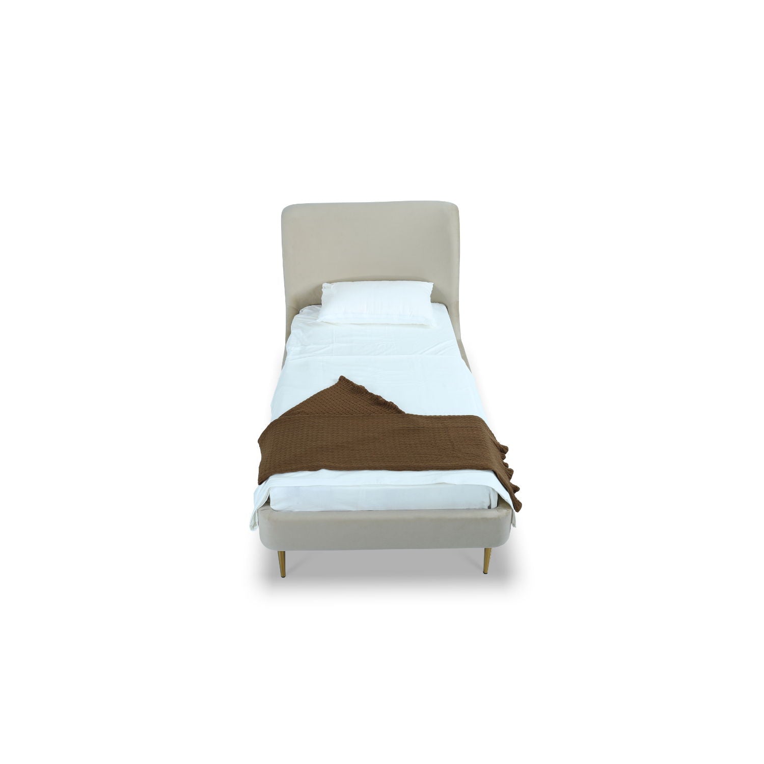 Mid-Century Modern Upholstered Bed With Curved Headboard - The Sleep Loft - Online Mattress Showroom NYC