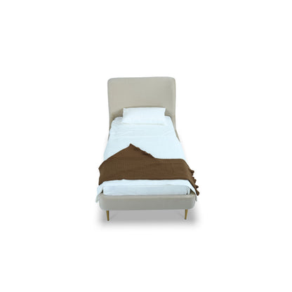 Mid-Century Modern Upholstered Bed With Curved Headboard - The Sleep Loft - Online Mattress Showroom NYC