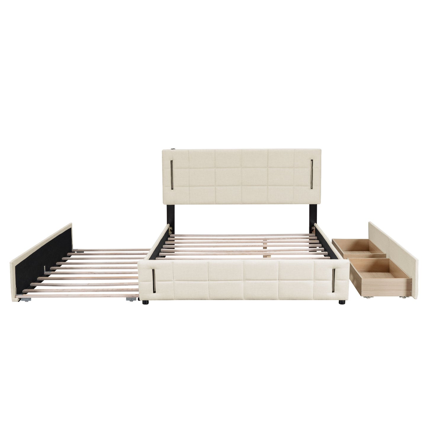 Upholstered Platform Bed With Trundle & Drawers - The Sleep Loft - Online Mattress Showroom NYC