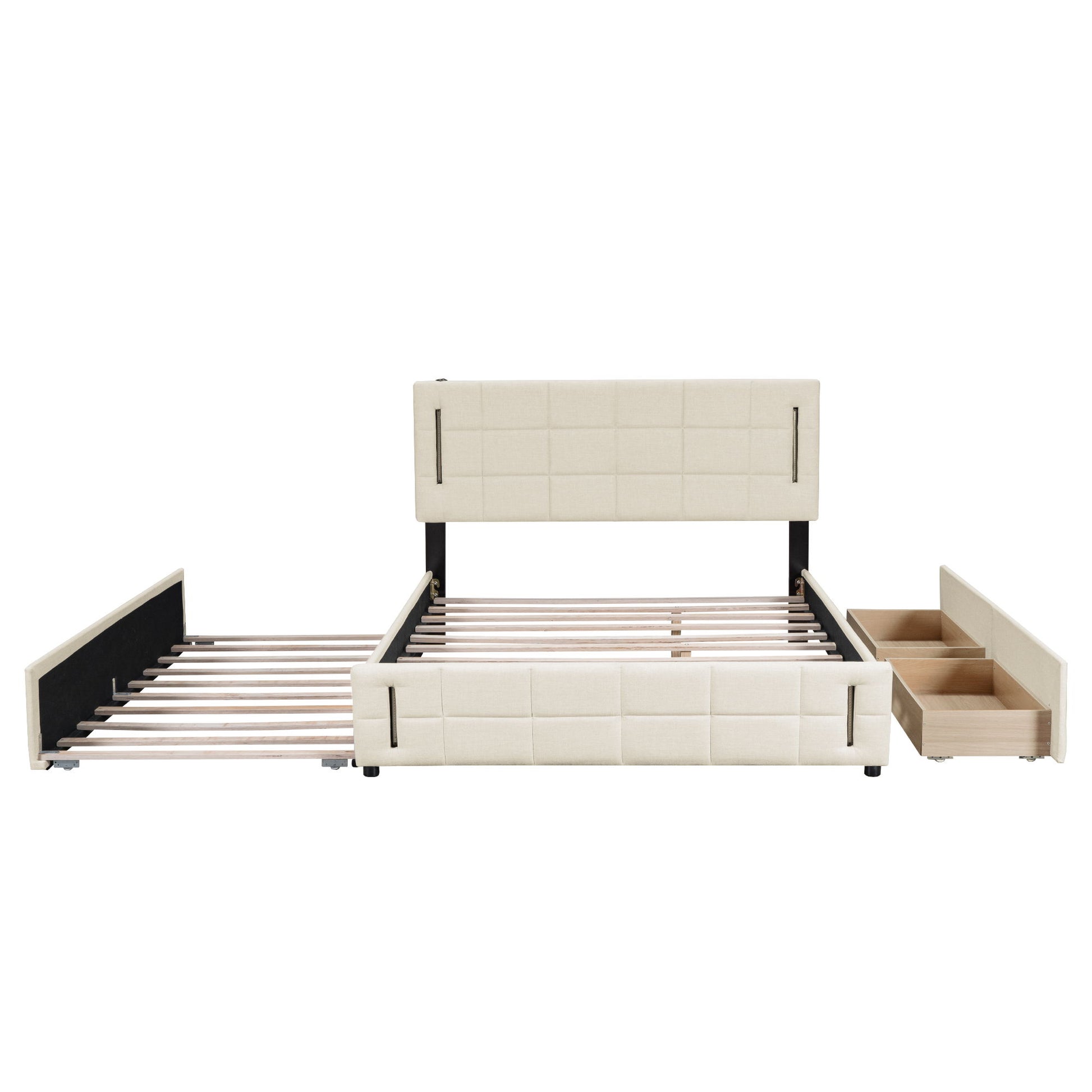 Upholstered Platform Bed With Trundle & Drawers - The Sleep Loft - Online Mattress Showroom NYC