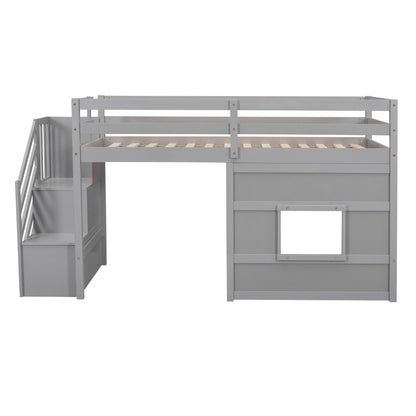 Loft Bed With Storage Staircase, Window & LED Light - The Sleep Loft - Online Mattress Showroom NYC