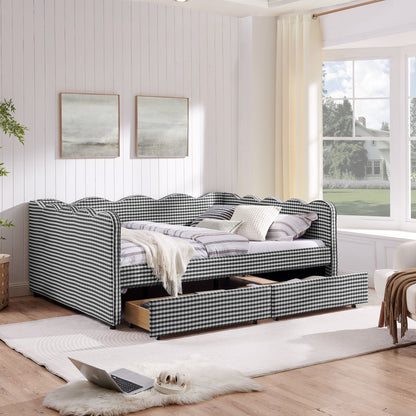 Gingham Daybed With USB Charging Port, Wave-Shaped Design - The Sleep Loft - Online Mattress Showroom NYC