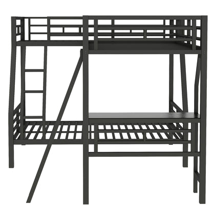 Twin Over Full Bunk Bed With Loft And Desk, L-Shaped Design For 3 Sleepers - Black - The Sleep Loft - Online Mattress Showroom NYC