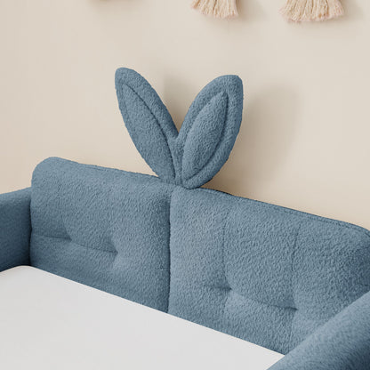 Cute Rabbit Ear Upholstered Platform Bed Frame With Safety Rail - The Sleep Loft - Online Mattress Showroom NYC
