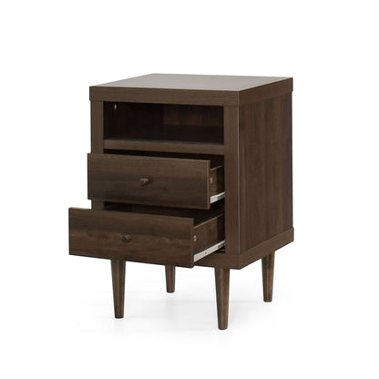 Nystrom - Mid Century Modern 2 Drawer Nightstand - The Sleep Loft - Online Mattress Showroom NYC