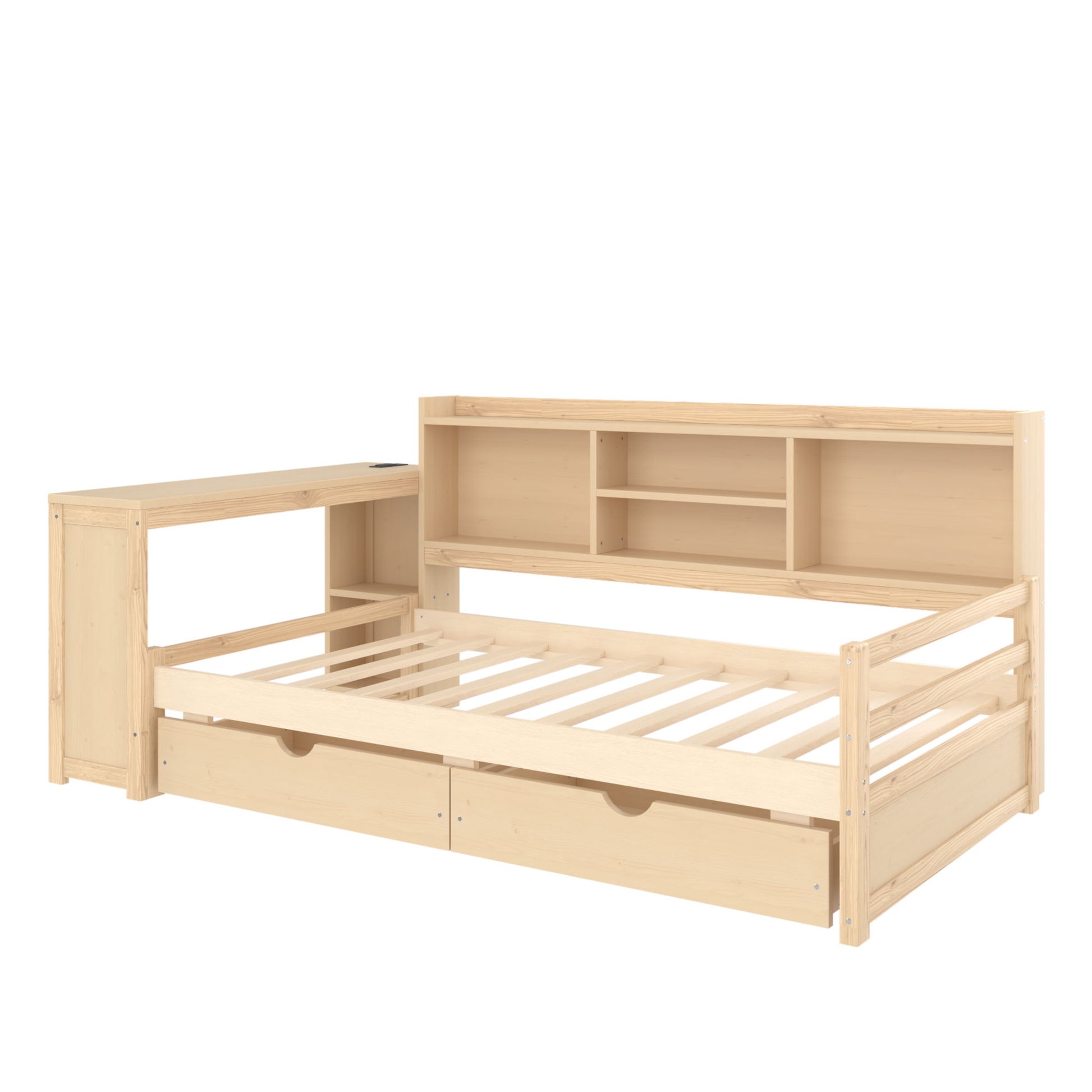 Corner Daybed With Storage Drawers, Desk, Charging Port & Bookcase - The Sleep Loft - Online Mattress Showroom NYC