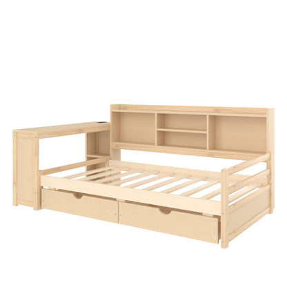 Corner Daybed With Storage Drawers, Desk, Charging Port & Bookcase - The Sleep Loft - Online Mattress Showroom NYC