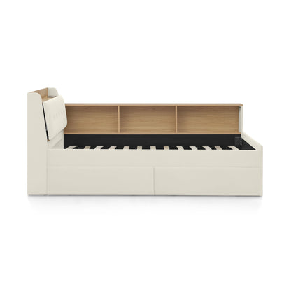 Upholstered Daybed With Storage Headboard, Wireless Charging, LED Lights - The Sleep Loft - Online Mattress Showroom NYC