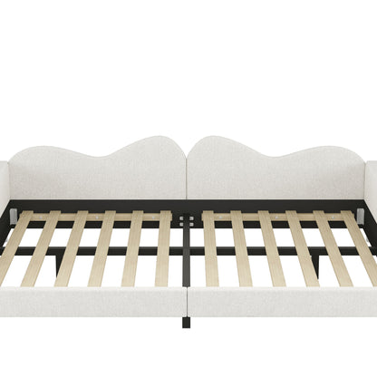 Upholstered Daybed, Sherpa Fabric Sofabed With Cloud-Shaped Backrest - The Sleep Loft - Online Mattress Showroom NYC