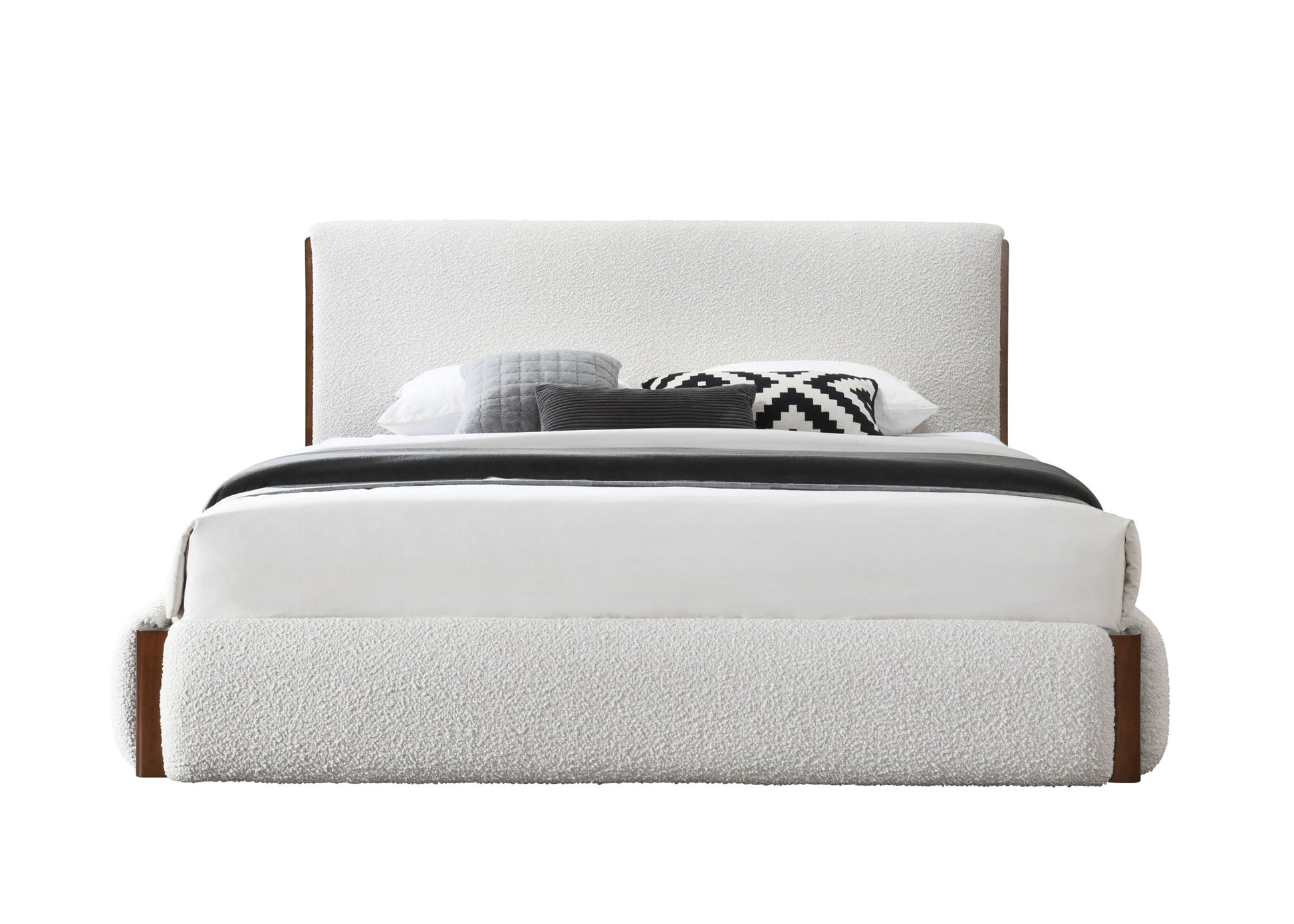 Sandro - Eastern King Bed Boucle - Walnut / White - The Sleep Loft - Online Mattress Showroom NYC