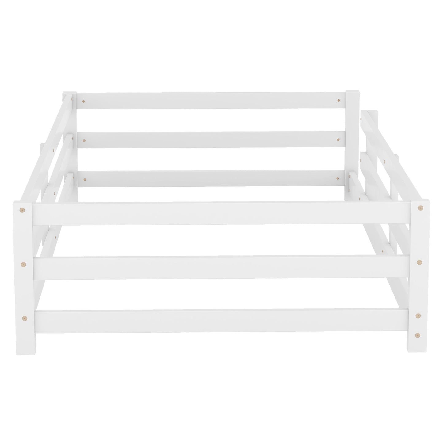 Twin Size Montessori Floor Bed With Fence - White - The Sleep Loft - Online Mattress Showroom NYC