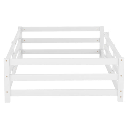Twin Size Montessori Floor Bed With Fence - White - The Sleep Loft - Online Mattress Showroom NYC