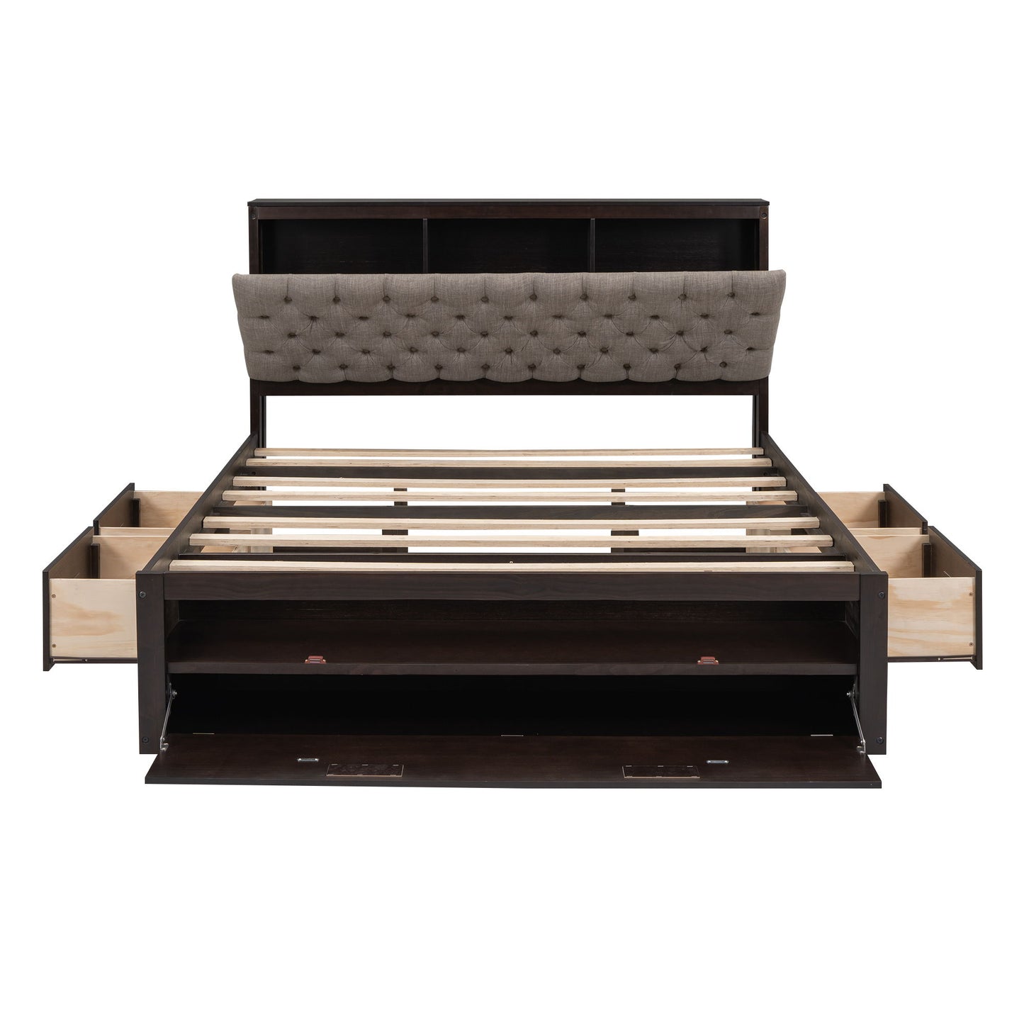 Platform Bed With Storage Headboard, Shoe Rack And 4 Drawers - The Sleep Loft - Online Mattress Showroom NYC