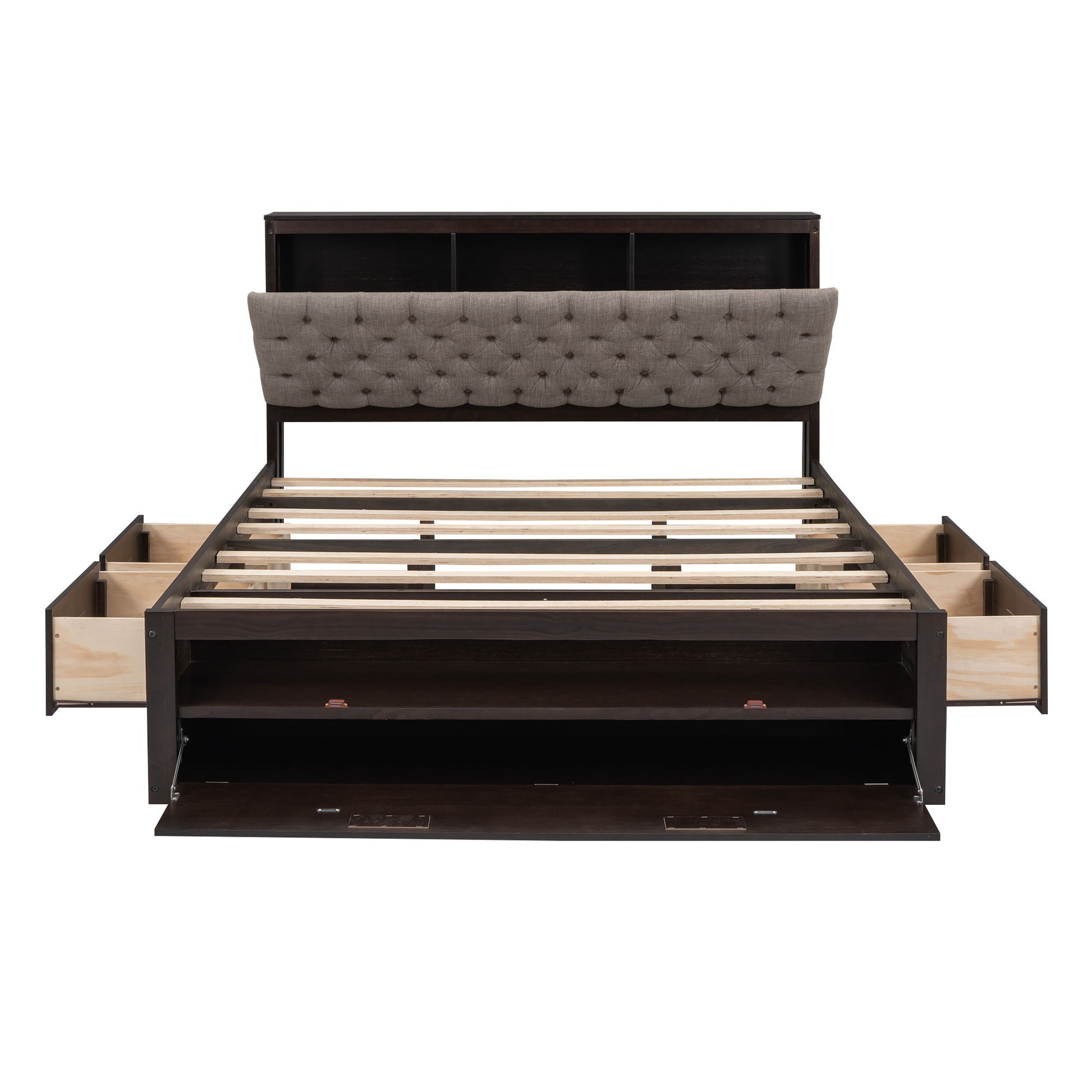 Platform Bed With Storage Headboard, Shoe Rack And 4 Drawers - The Sleep Loft - Online Mattress Showroom NYC