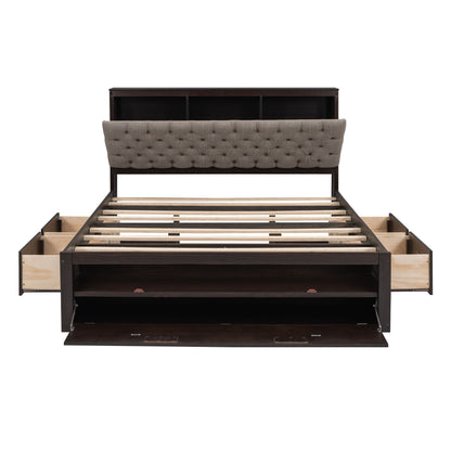 Platform Bed With Storage Headboard, Shoe Rack And 4 Drawers - The Sleep Loft - Online Mattress Showroom NYC