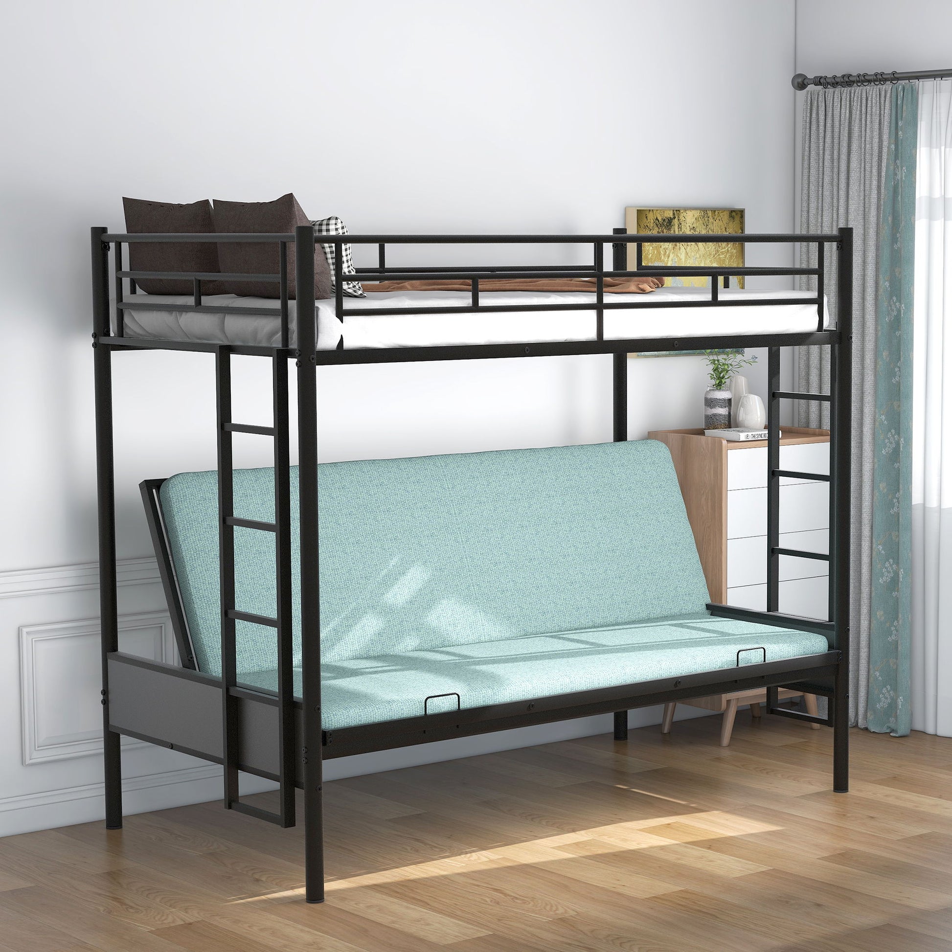 Twin Over Full Bunk Bed, Multifunction - Black - The Sleep Loft - Online Mattress Showroom NYC