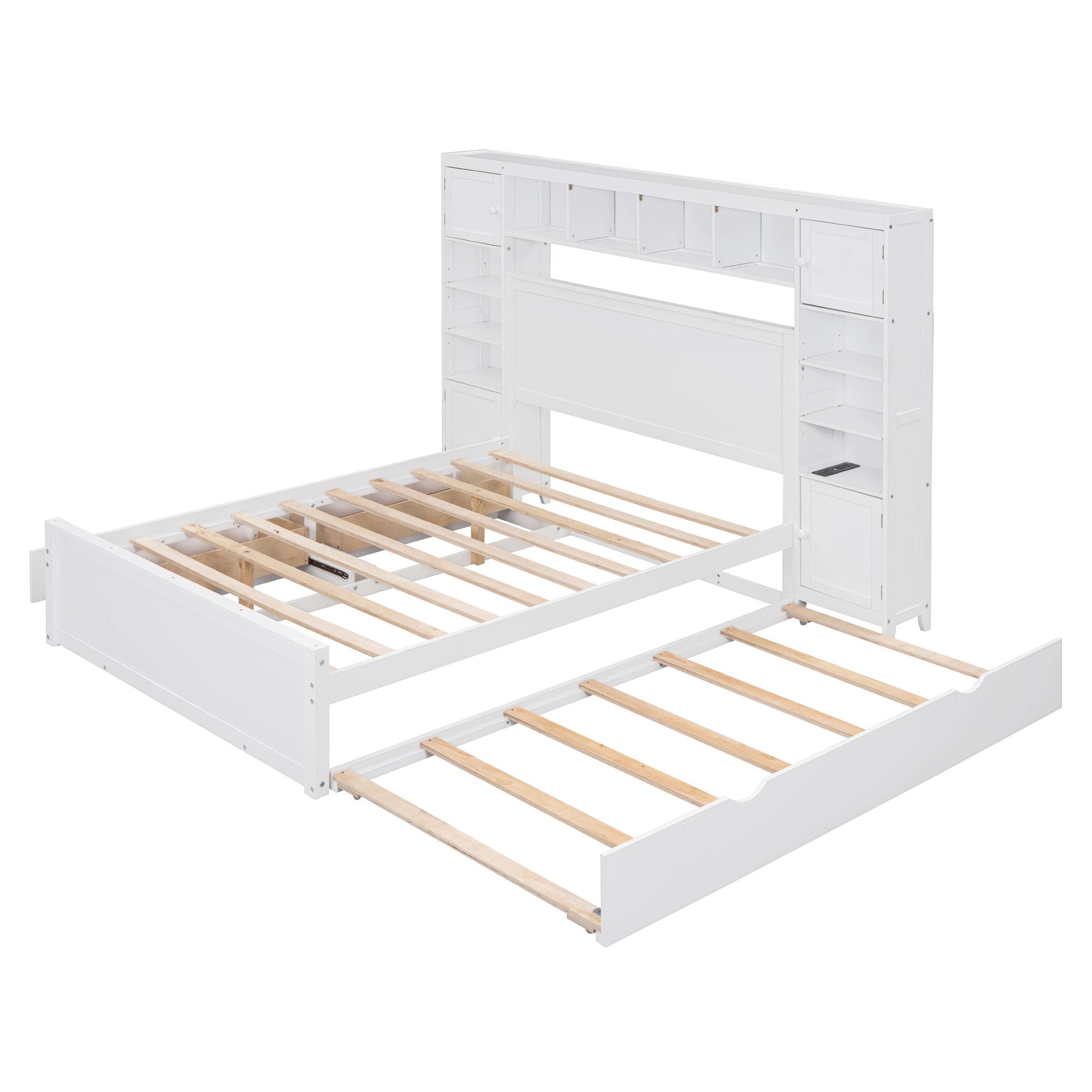 Bed With All In One Cabinet, Shelf And Sockets, Trundle - The Sleep Loft - Online Mattress Showroom NYC