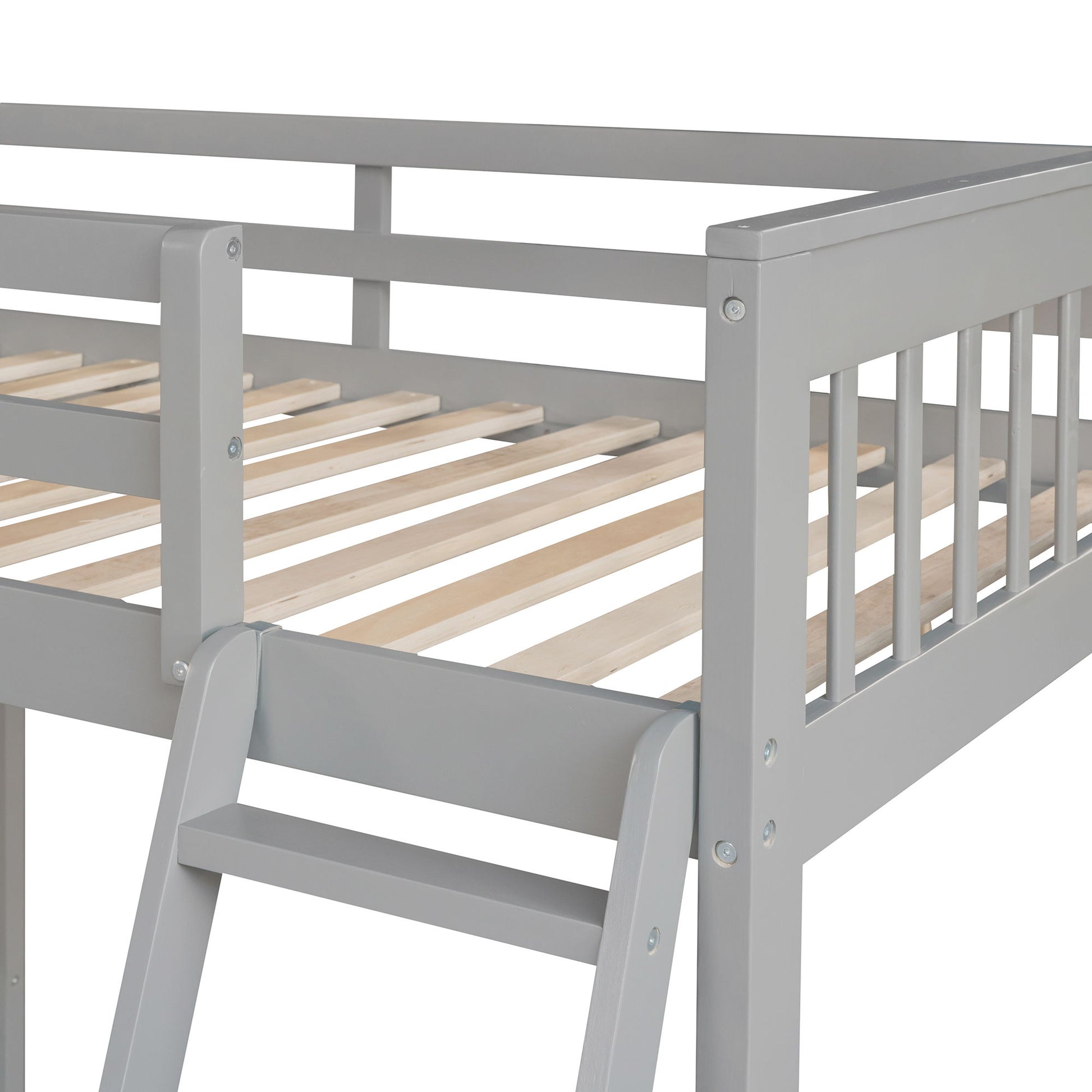 Solid L Shaped Bunk Bed With 3 Drawers, Ladder And Staircase - The Sleep Loft - Online Mattress Showroom NYC