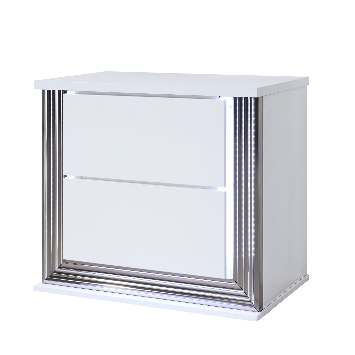 Moon - Smooth Nightstand With LED - White - The Sleep Loft - Online Mattress Showroom NYC